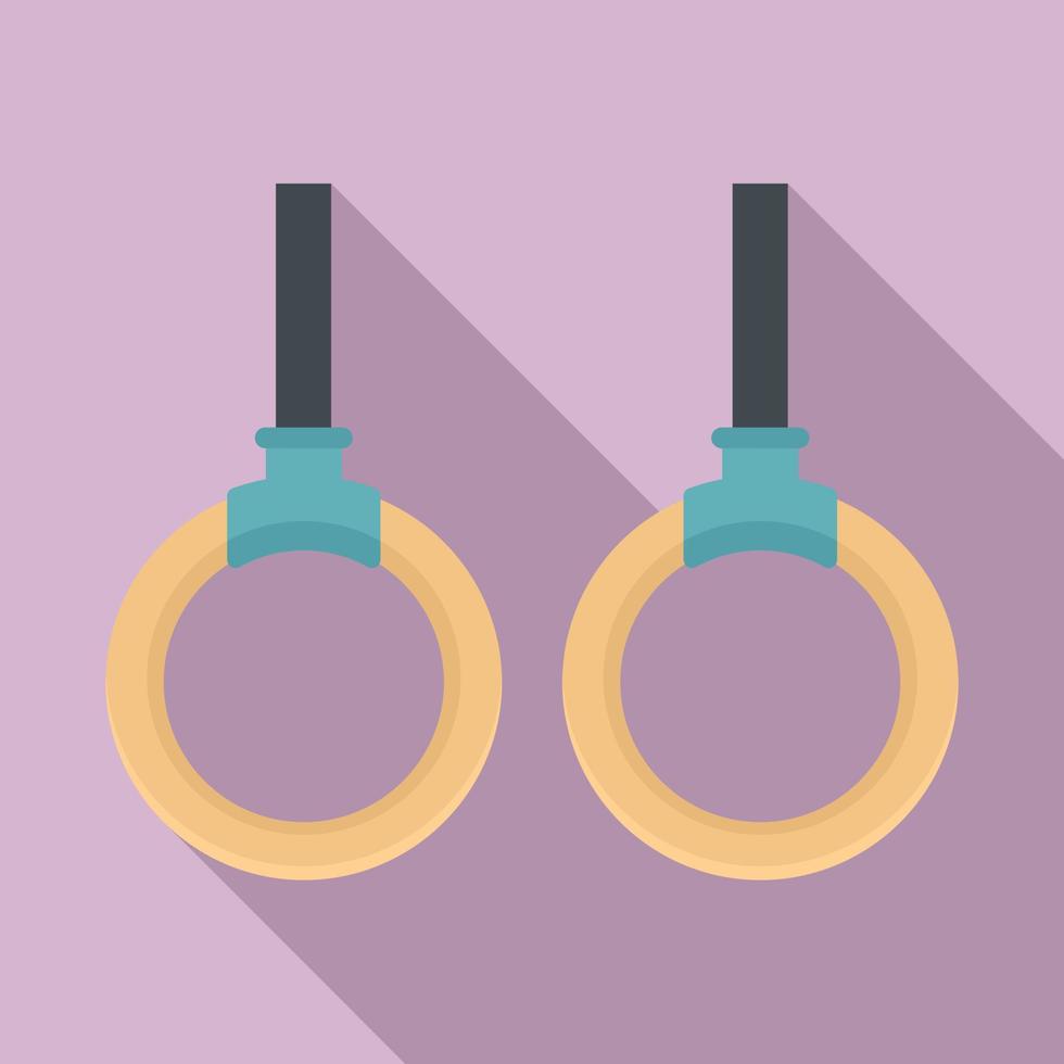 Wood sport rings icon, flat style vector
