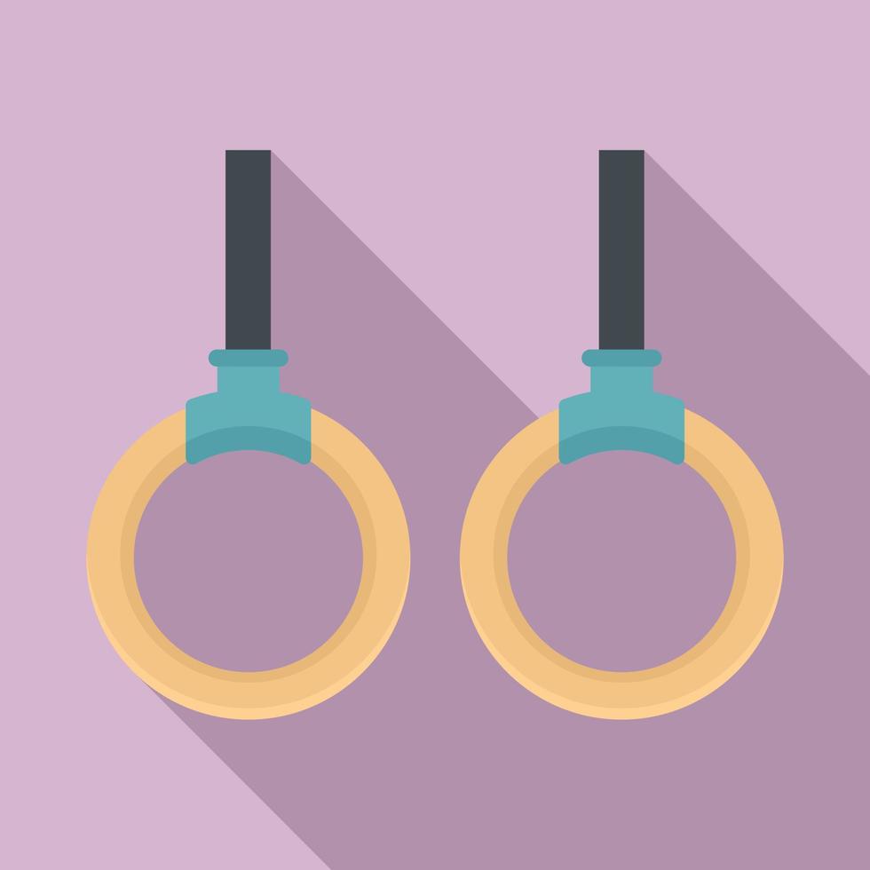 icono de anillos deportivos de madera, estilo plano vector