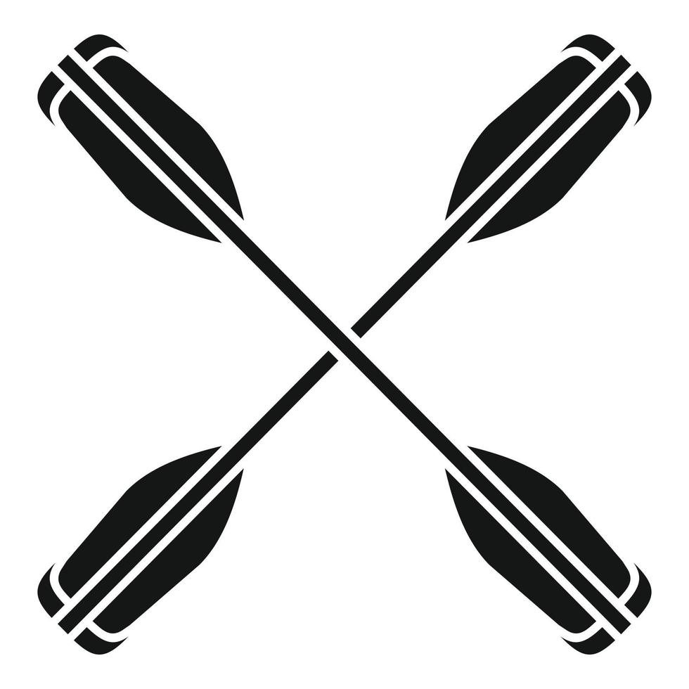 Crossed kayak paddle icon, simple style vector