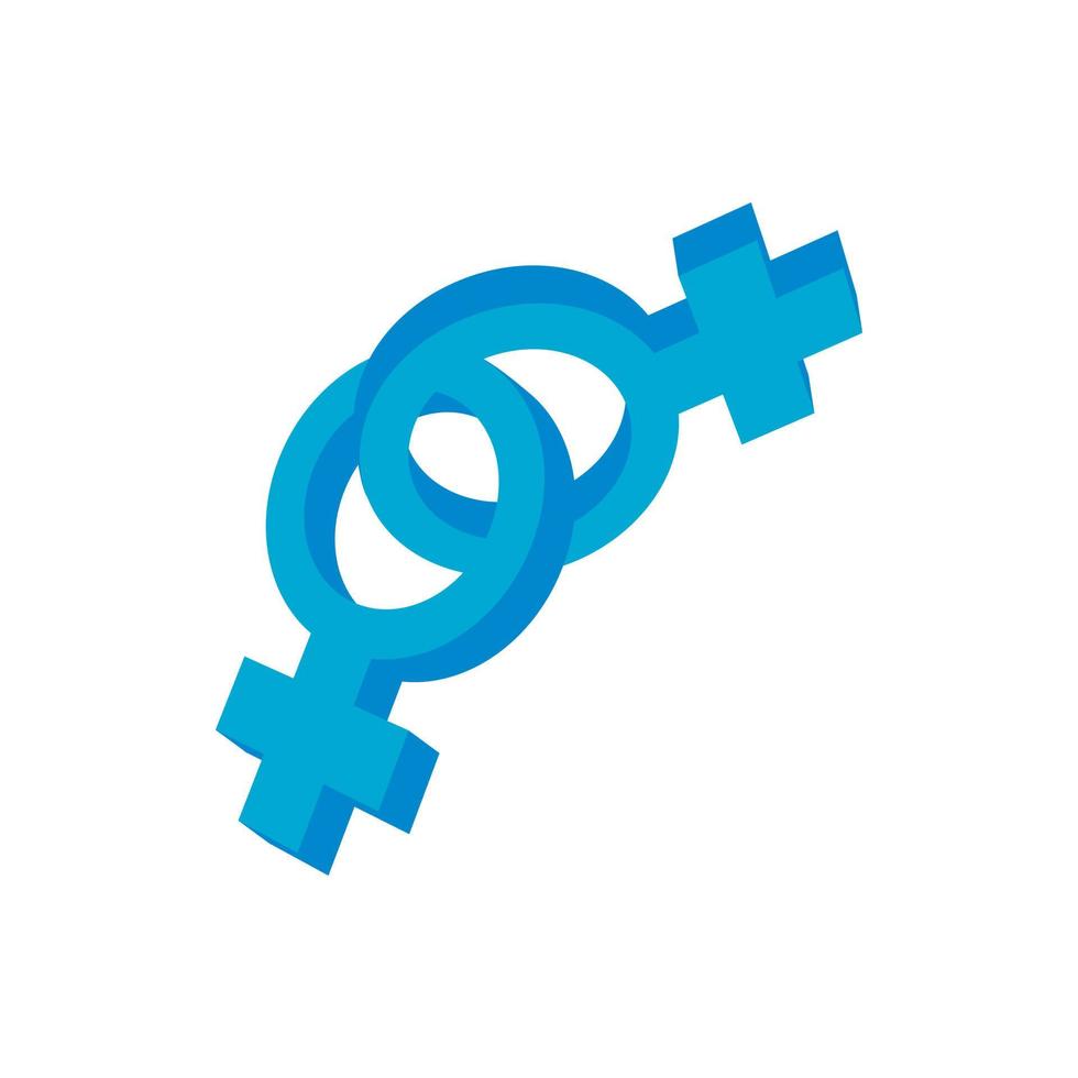 Lesbian love sign icon, cartoon style vector