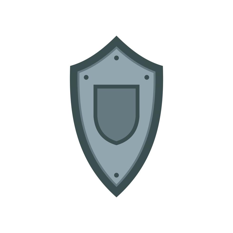 icono de escudo medieval de metal, estilo plano vector
