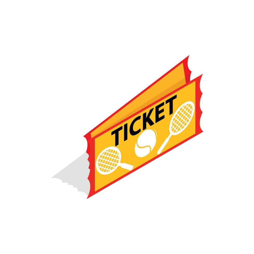 Tennis ticket icon, isometric 3d style vector