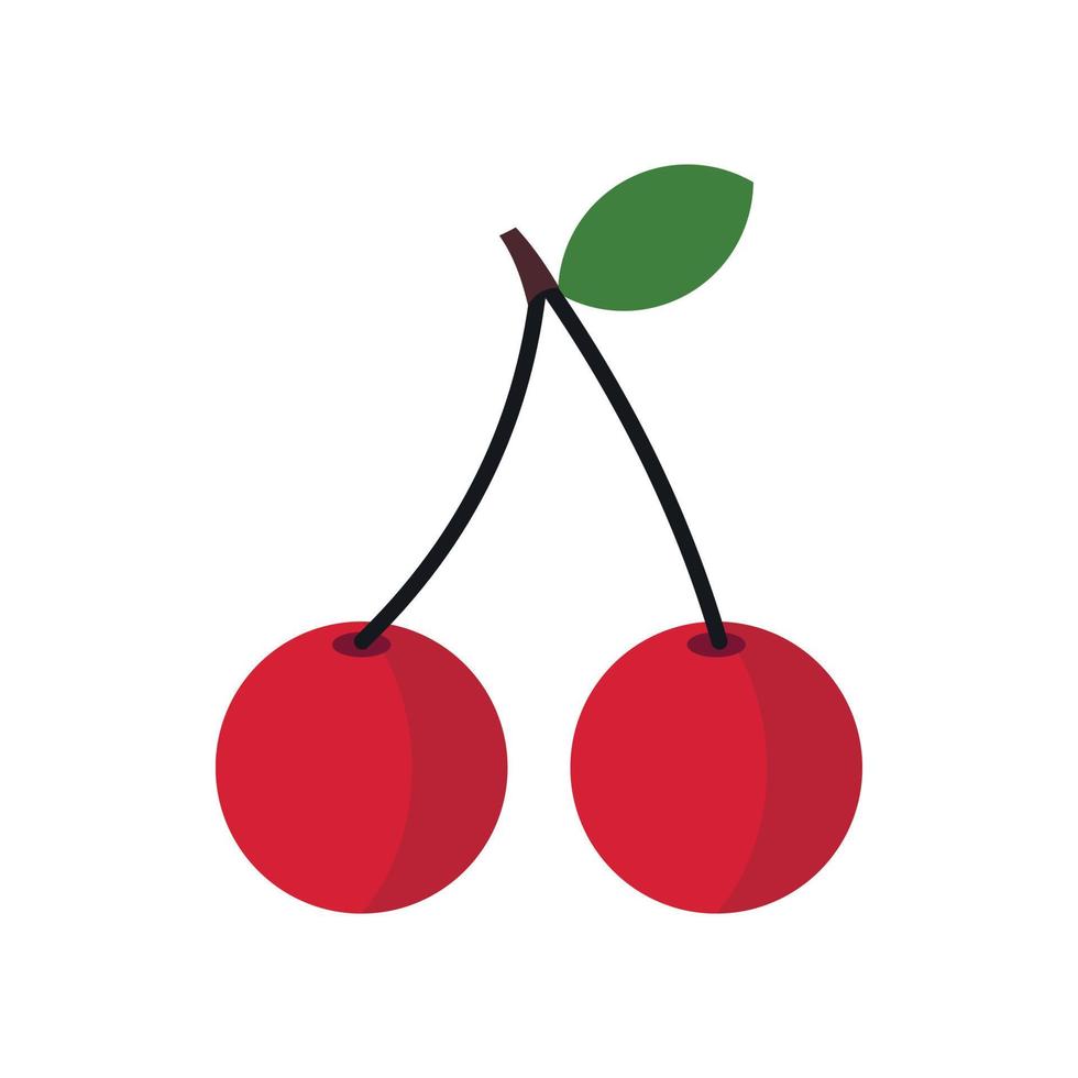 icono de dos bayas de cereza, tipo plano vector