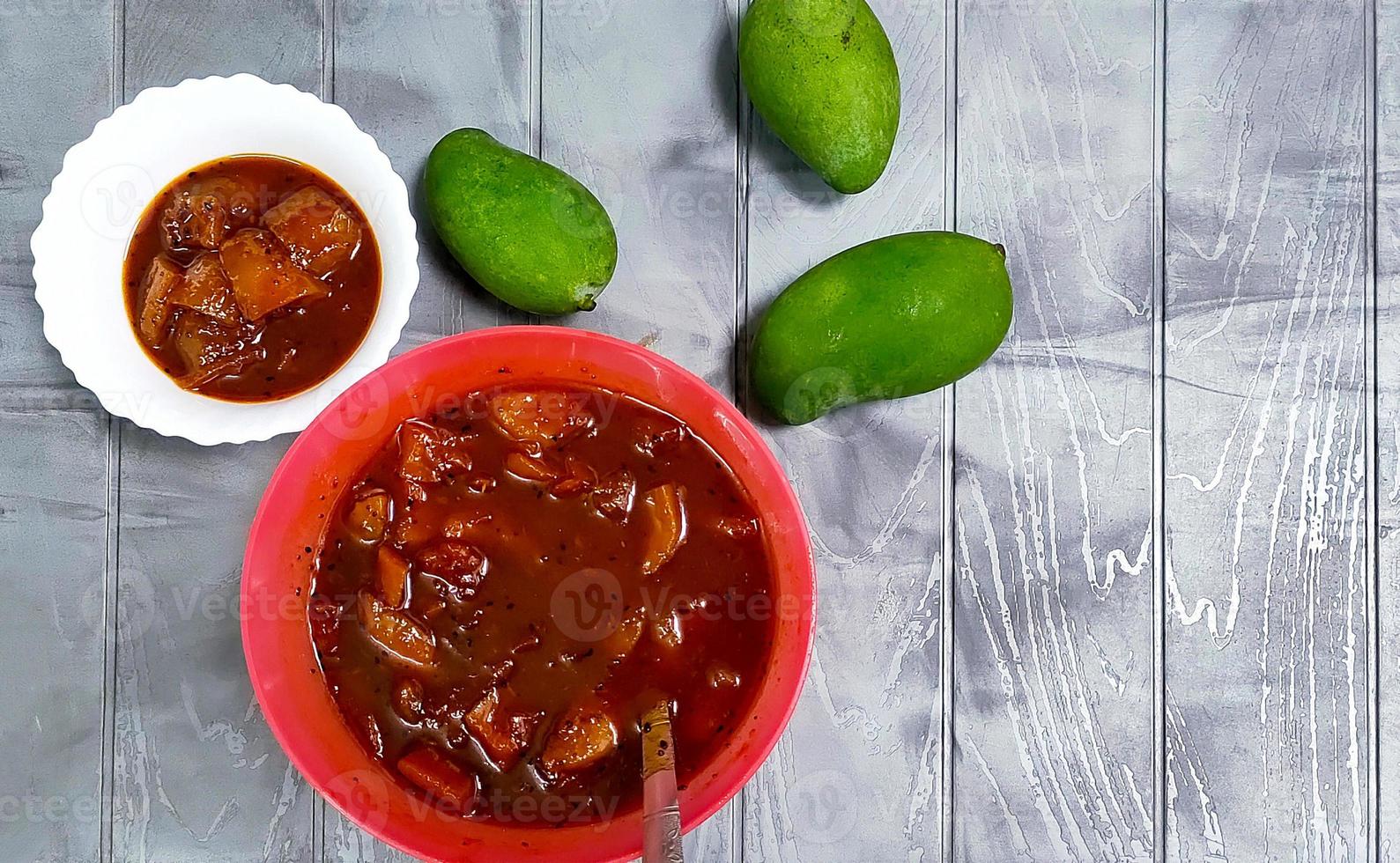 Mango Chutney made with raw mangoes photo