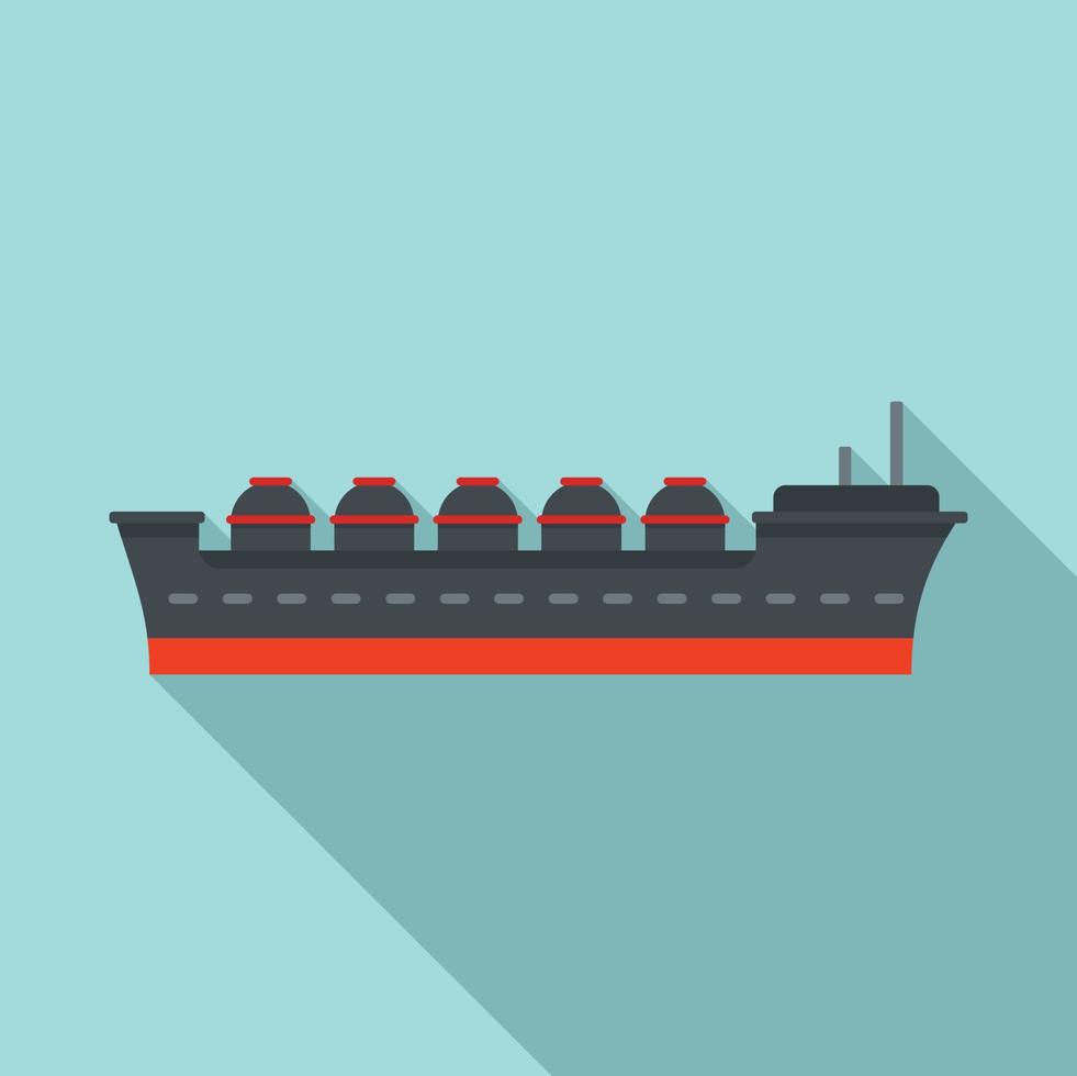 Oil tanker ship icon, flat style vector