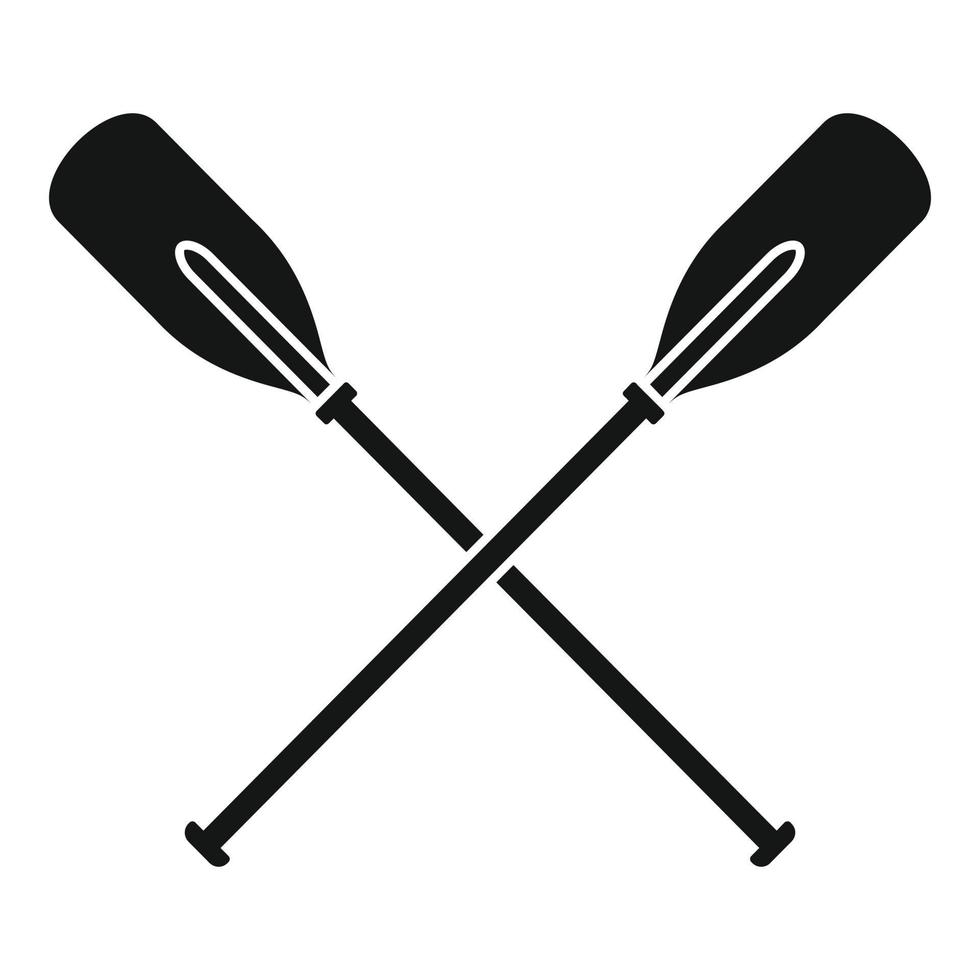 Crossed wood paddle icon, simple style vector