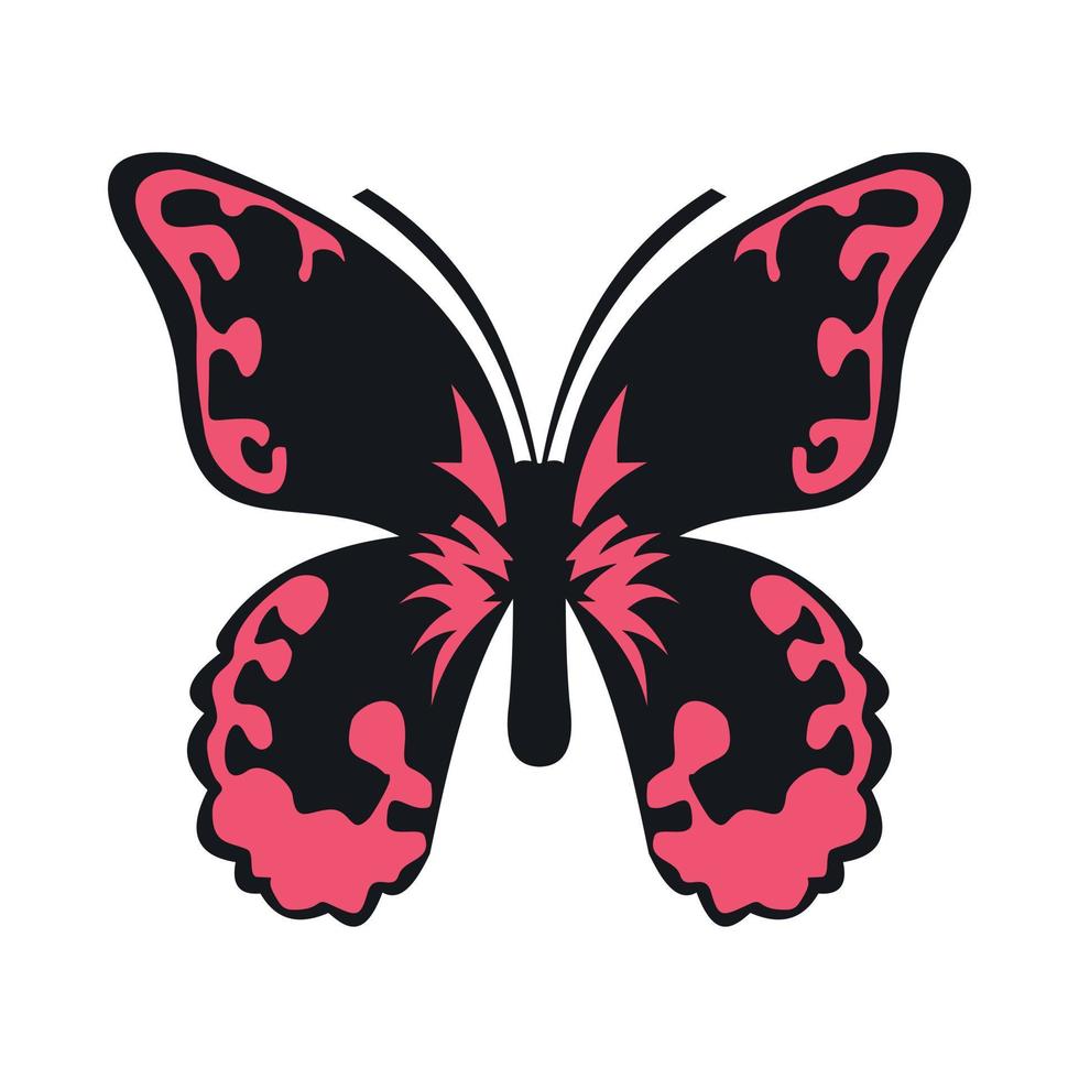 Pink butterfly icon in flat style vector