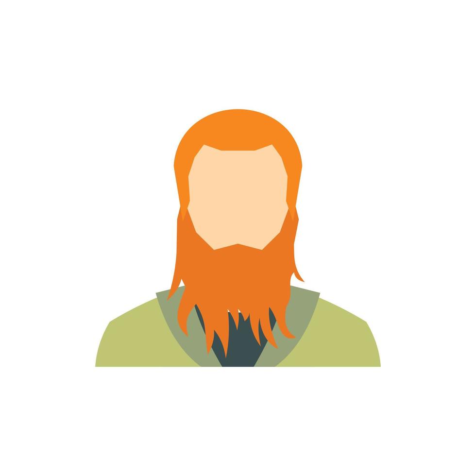 Red bearded man icon, flat style vector