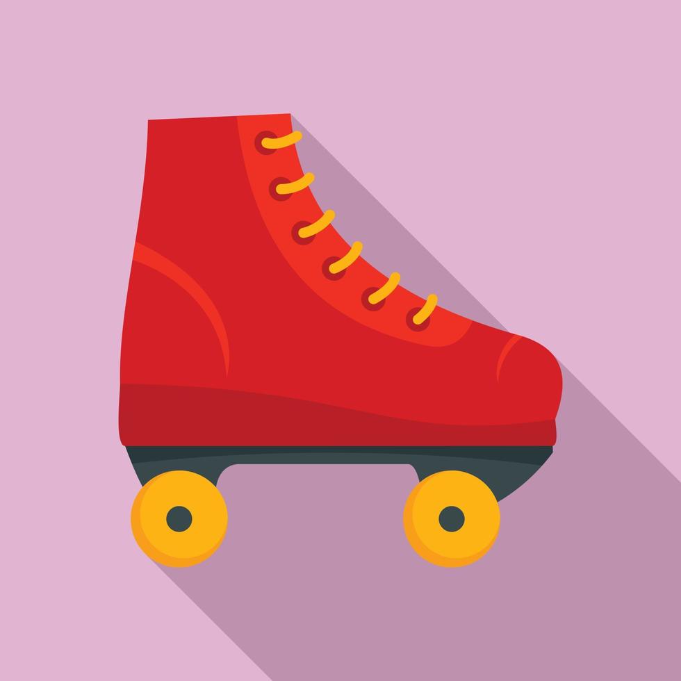 icono de patines rojos, estilo plano vector