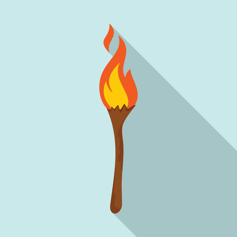 Stone age torch icon, flat style vector