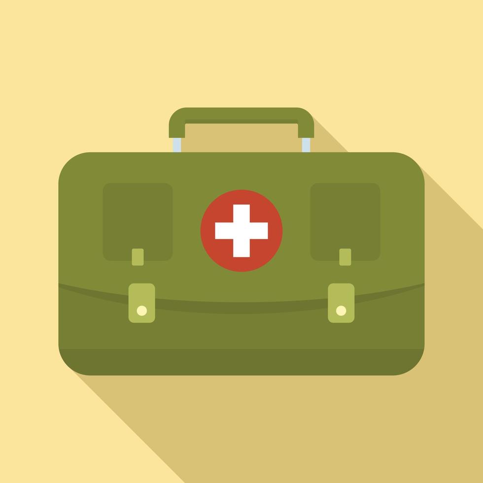 Hunting first aid kit icon, flat style vector
