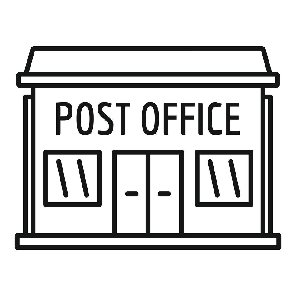 icono de edificio de correos, estilo de esquema vector