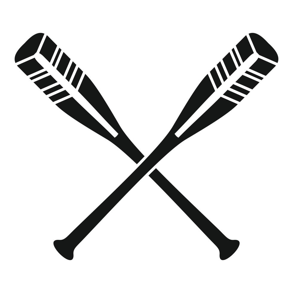 Crossed striped oars icon, simple style vector