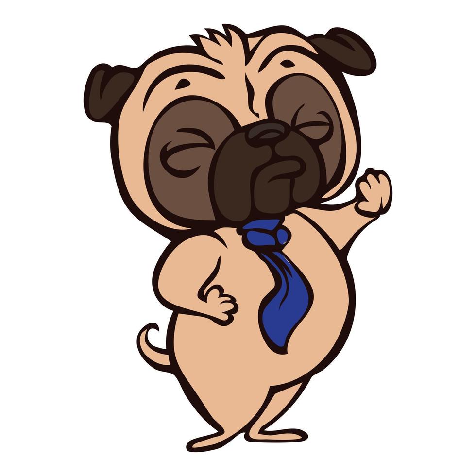 icono de pajarita pug, estilo de dibujos animados vector