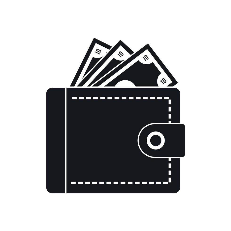 Purse with money icon, simple style vector