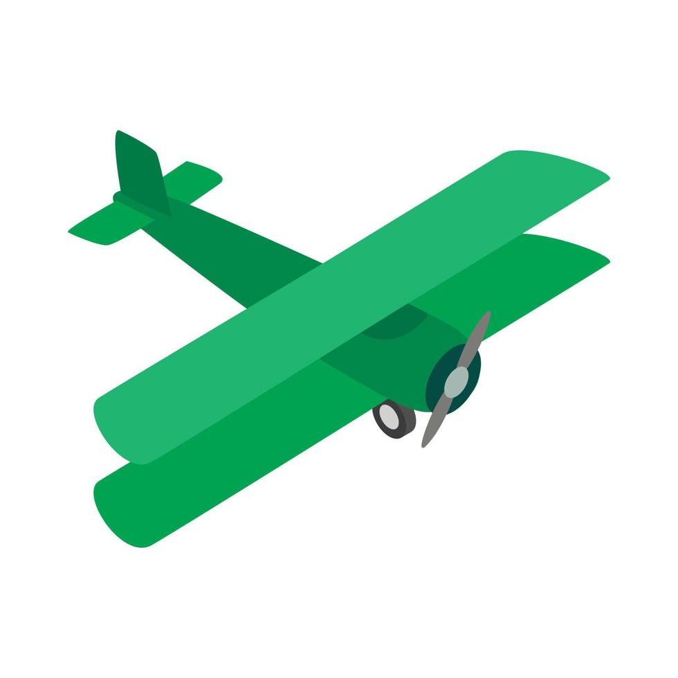 icono de avión verde, estilo 3d isométrico vector