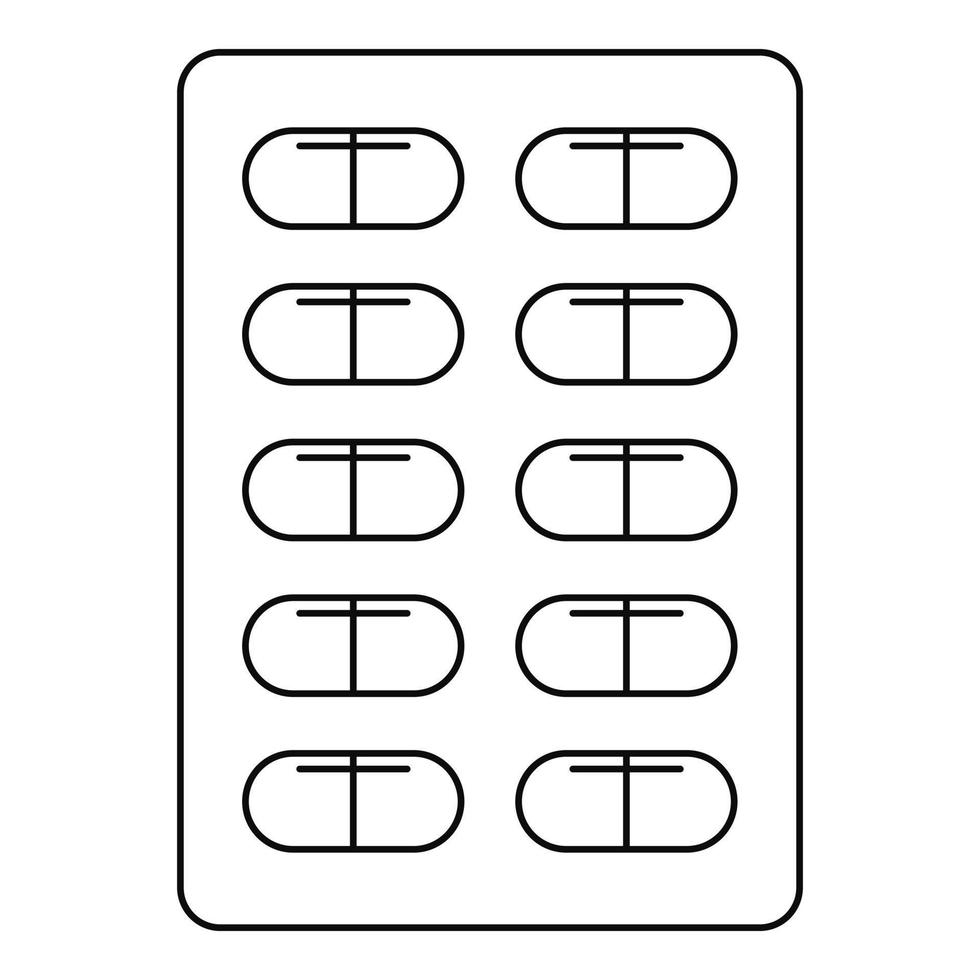 icono de píldoras anticonceptivas, estilo de esquema vector