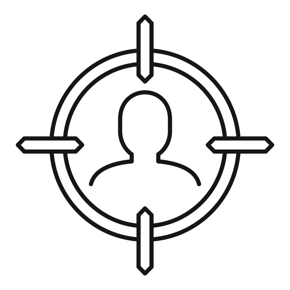 Man recruitment target icon, outline style vector