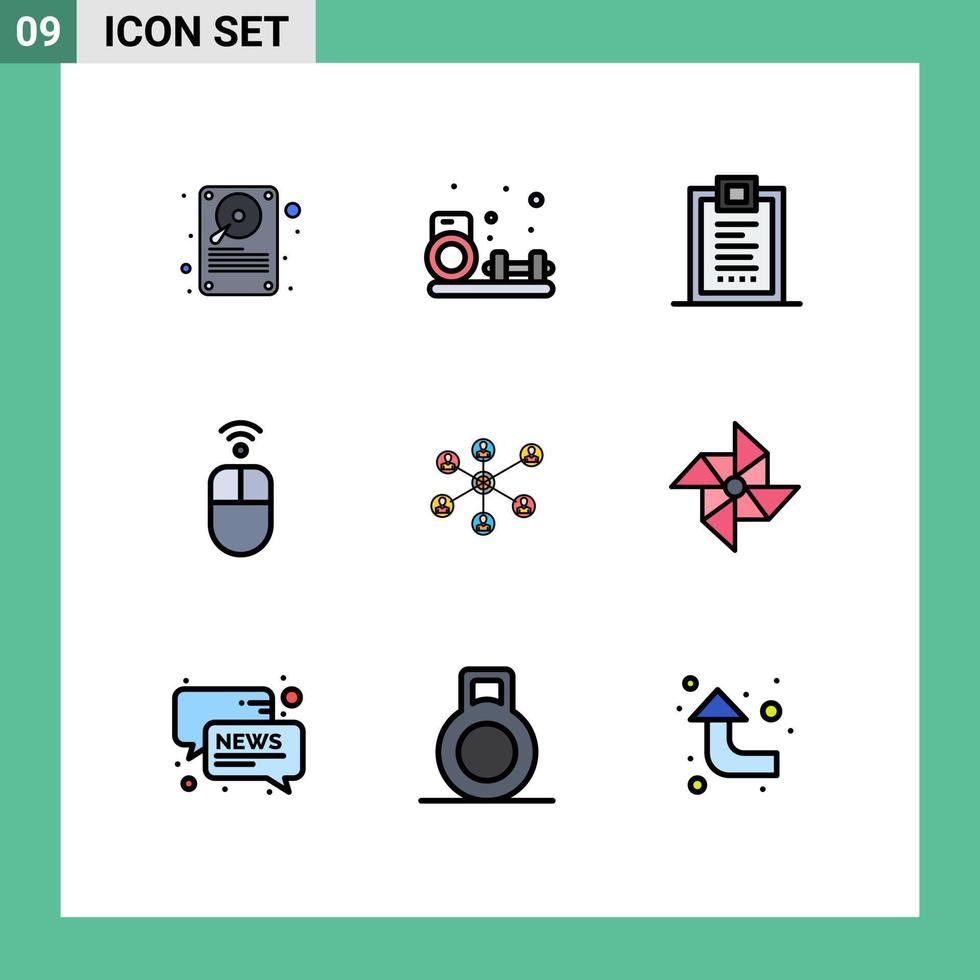 9 Filledline Flat Color concept for Websites Mobile and Apps wlan mouse coding hardware development Editable Vector Design Elements