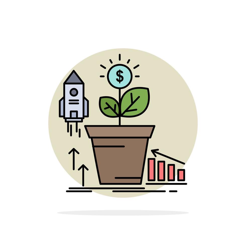 Finance financial growth money profit Flat Color Icon Vector