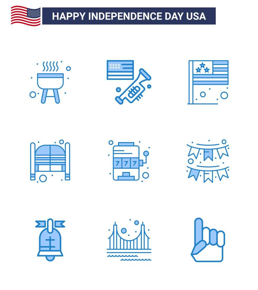 9 Blue Signs for USA Independence Day machine entrance country day doors Editable USA Day Vector Design Elements