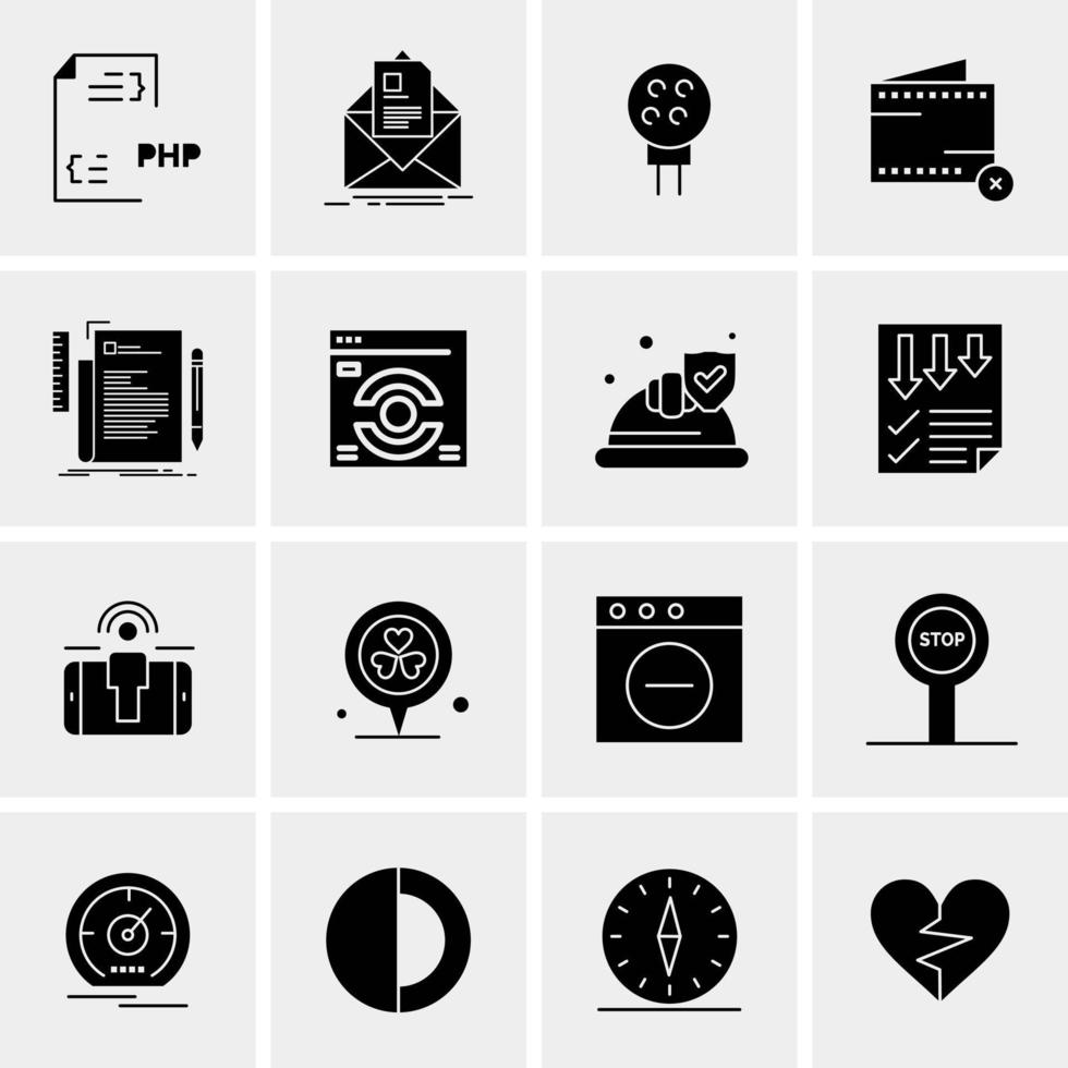 16 iconos de negocios universales vector ilustración de icono creativo para usar en proyectos relacionados con la web y dispositivos móviles