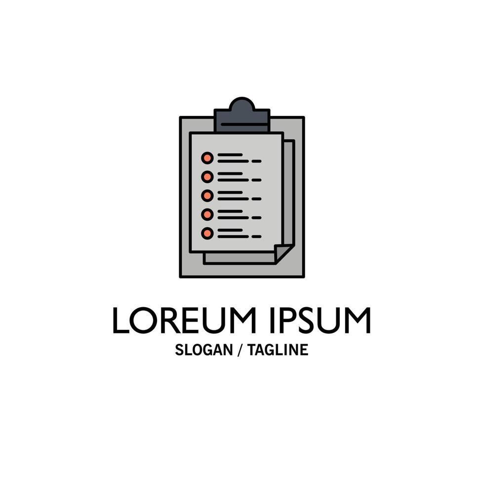 Notepad Report Card Result Presentation Business Logo Template Flat Color vector