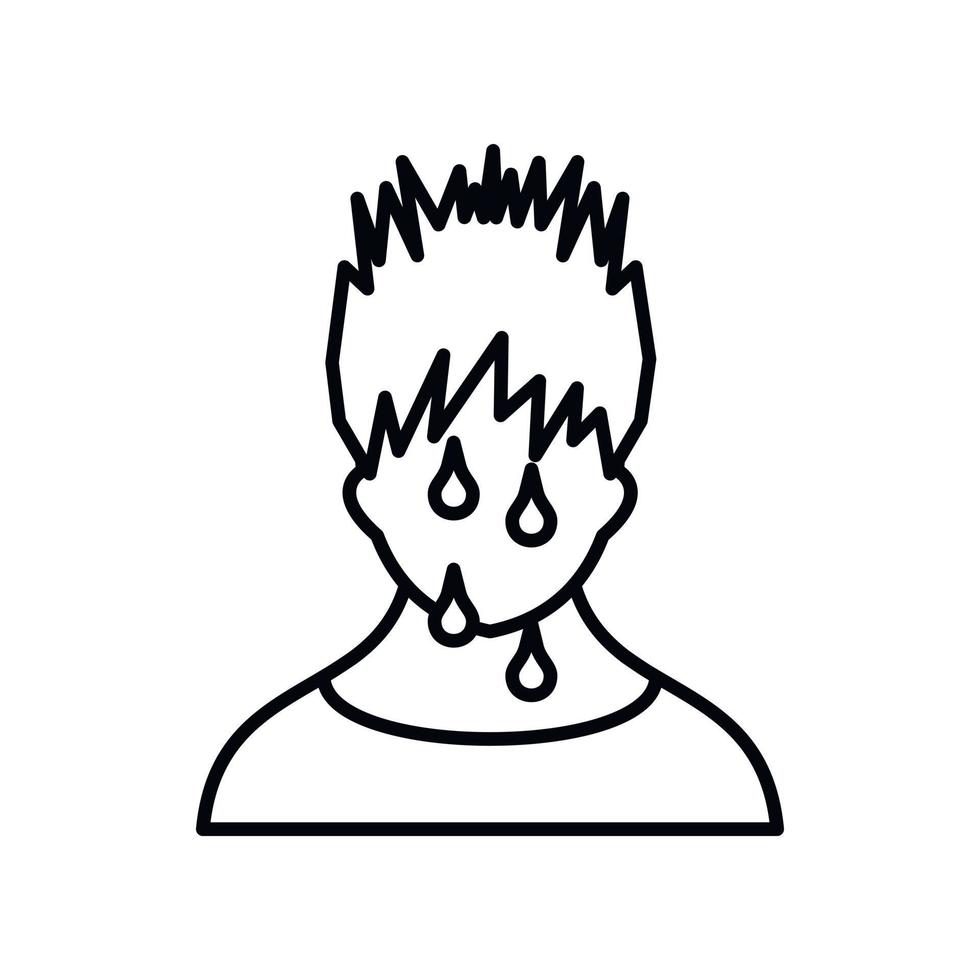 Sweaty man icon, outline style vector