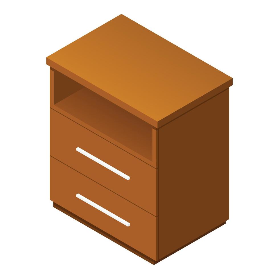 Wood drawer icon, isometric style vector