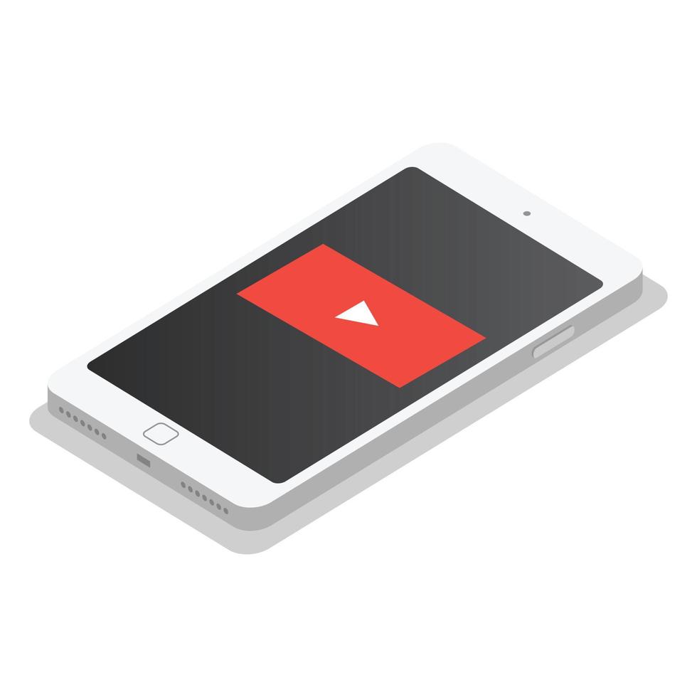 Video play smartphone icon set, isometric style vector