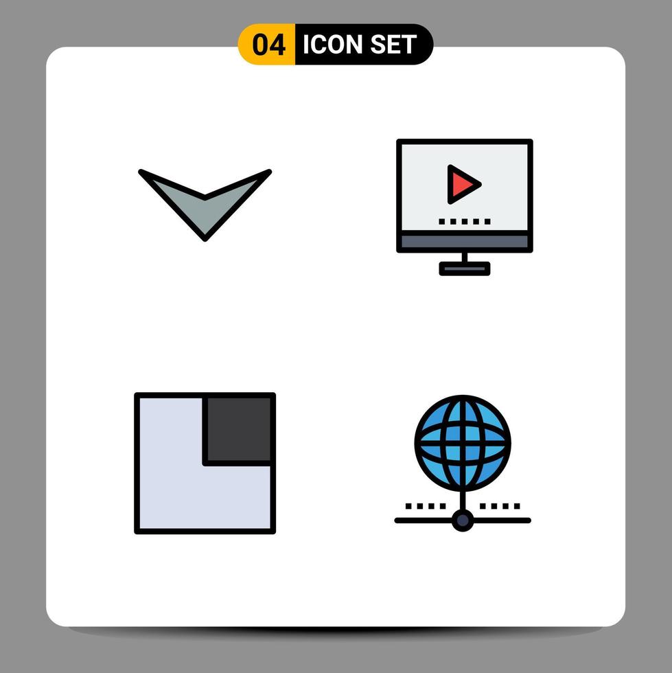 Pictogram Set of 4 Simple Filledline Flat Colors of arrow layout devices tv cloud Editable Vector Design Elements