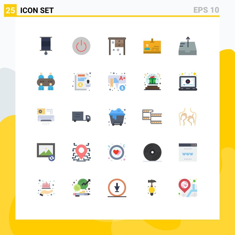 Set of 25 Commercial Flat Colors pack for mailbox identity user card working desk Editable Vector Design Elements