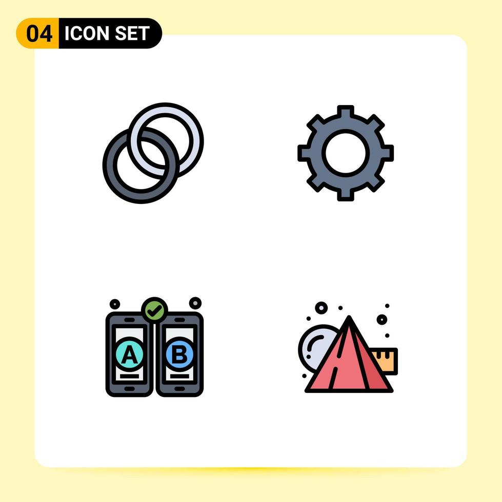 Set of 4 Modern UI Icons Symbols Signs for ring mobile engagement gear arts Editable Vector Design Elements