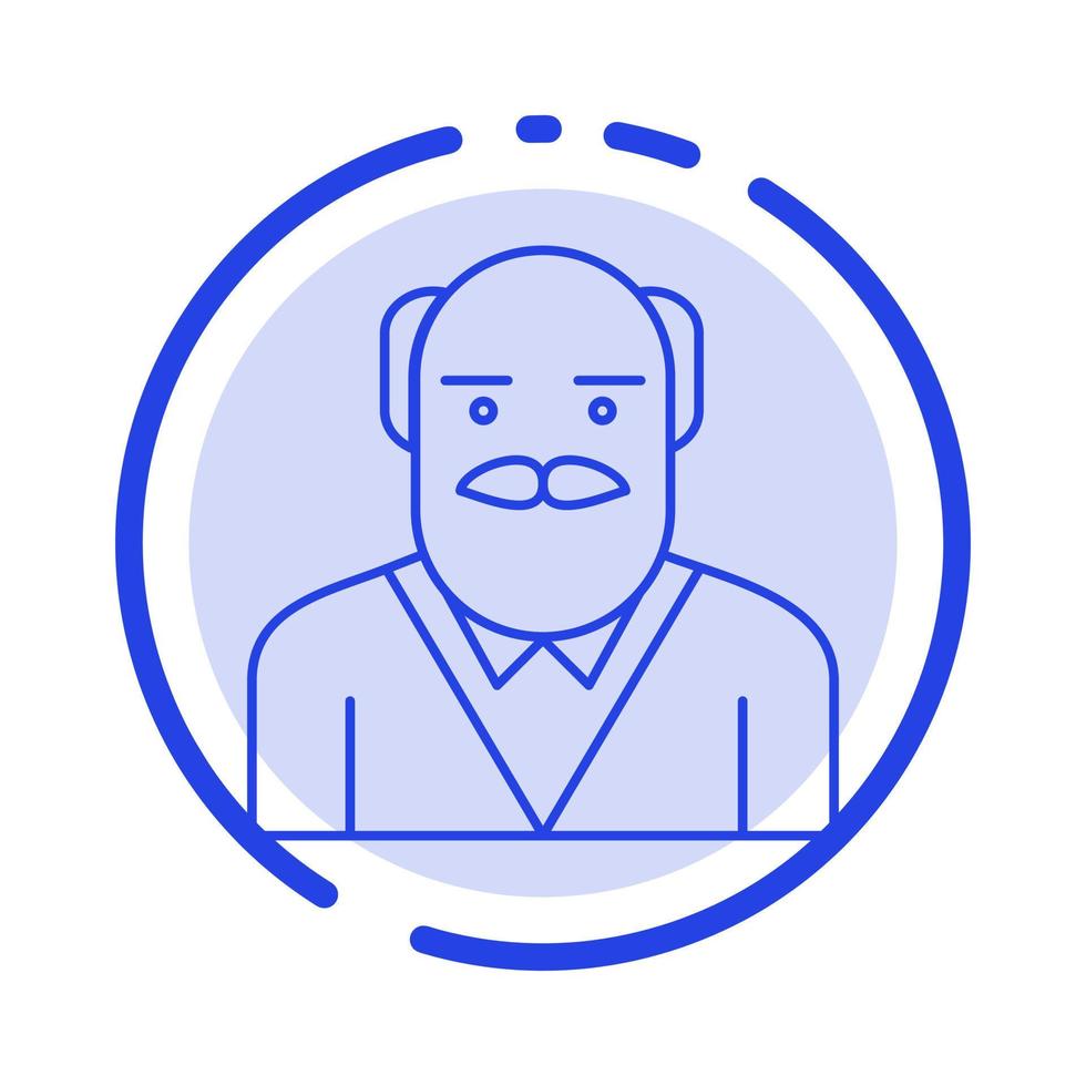 Grandpa Father Old Man Uncle Blue Dotted Line Line Icon vector