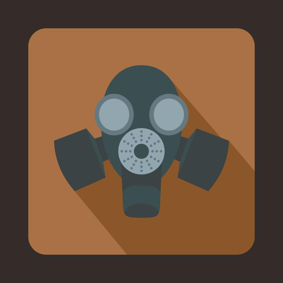 Black gas mask icon, flat style vector