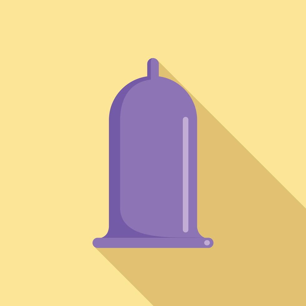 Purple condom icon, flat style vector