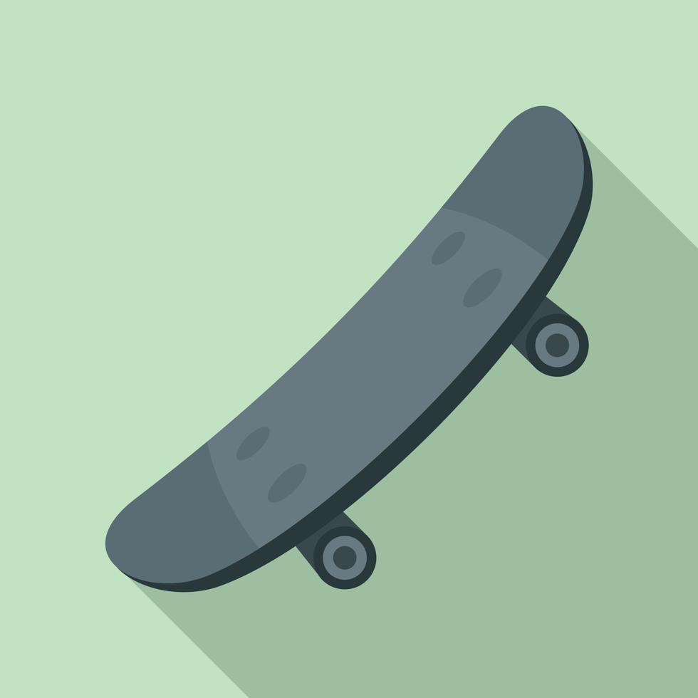 Black skateboard icon, flat style vector