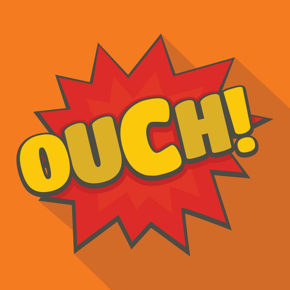 Comic boom ouch icon, flat style vector
