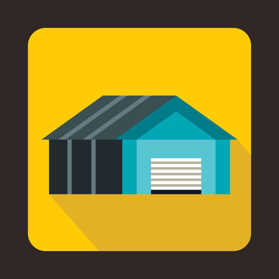 Garage with automatic gate icon, flat style vector