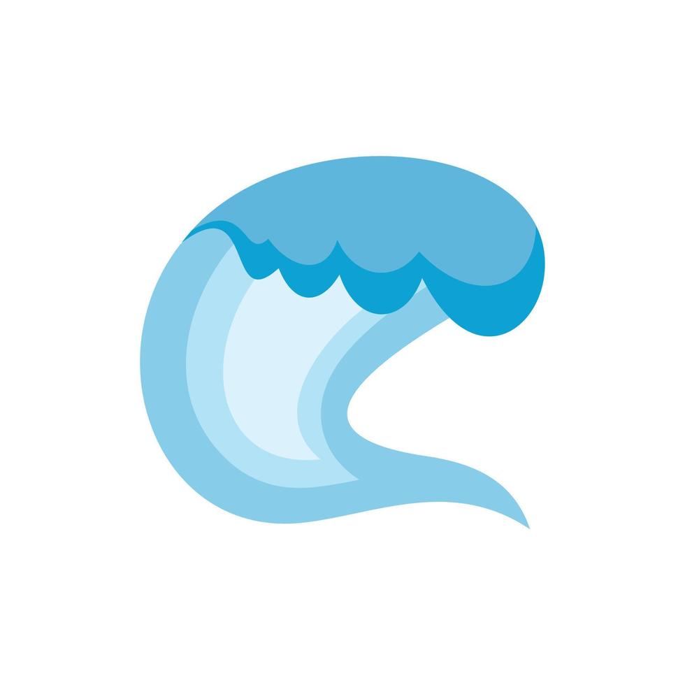 Wave surfing icon, flat style vector