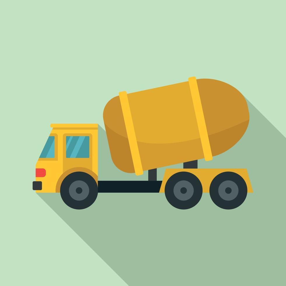 Cement truck icon, flat style vector