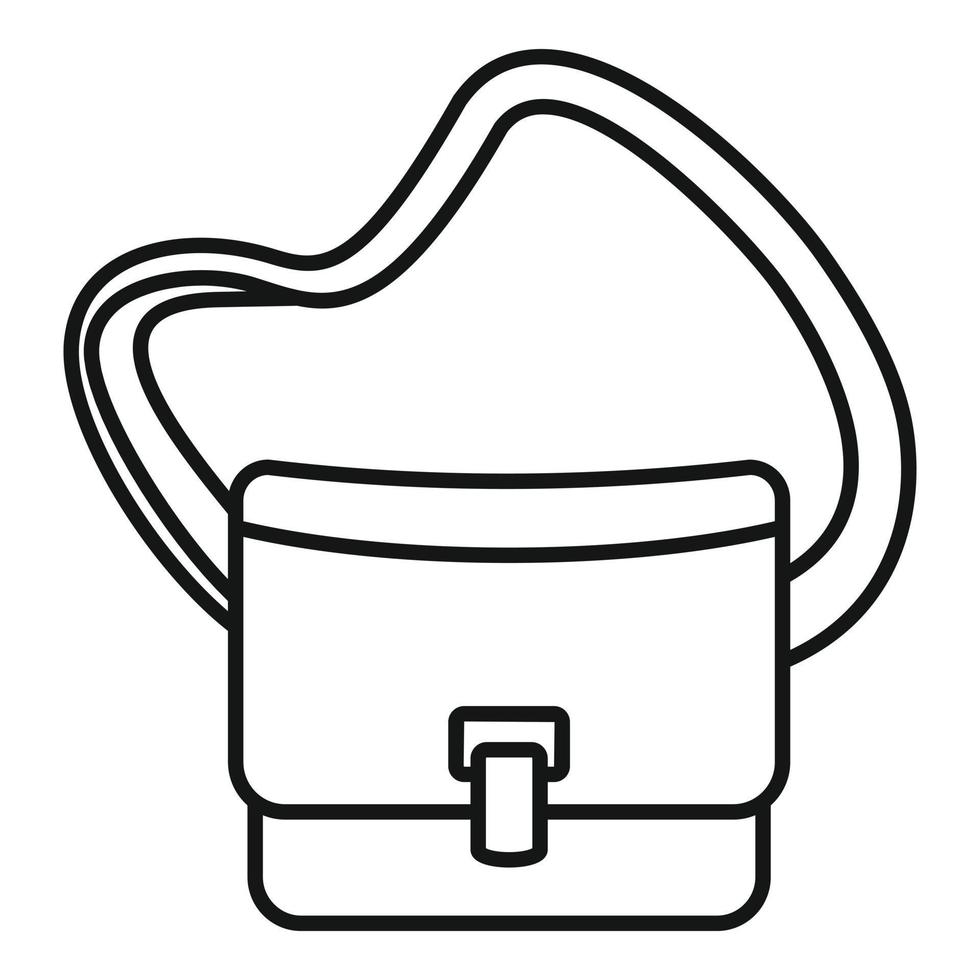 Postman leather bag icon, outline style vector