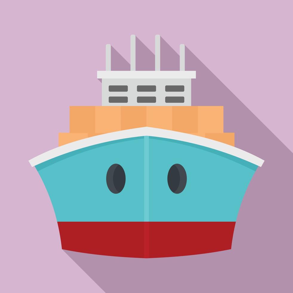 Front container ship icon, flat style vector