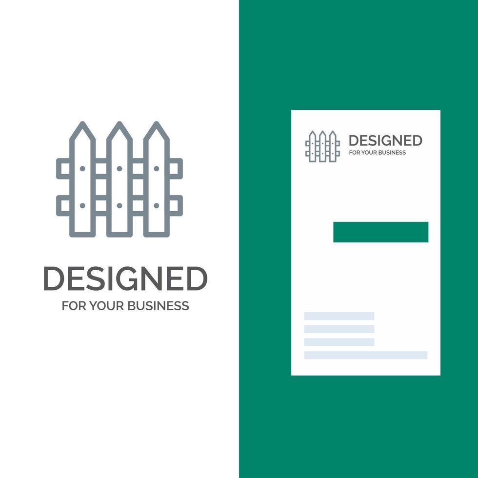 Construction Fence Garden Grey Logo Design and Business Card Template vector