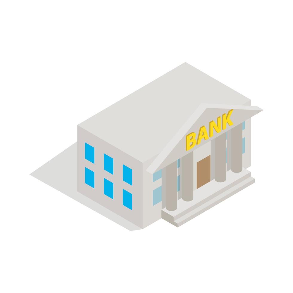 Bank building icon, isometric 3d style vector