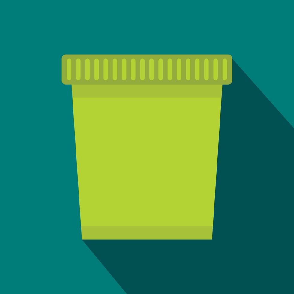 Green trash can icon, flat style vector