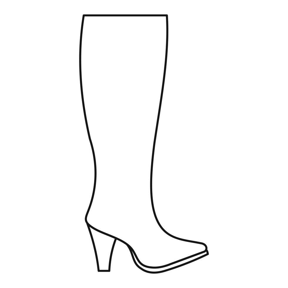 mujer botas icono vector línea delgada