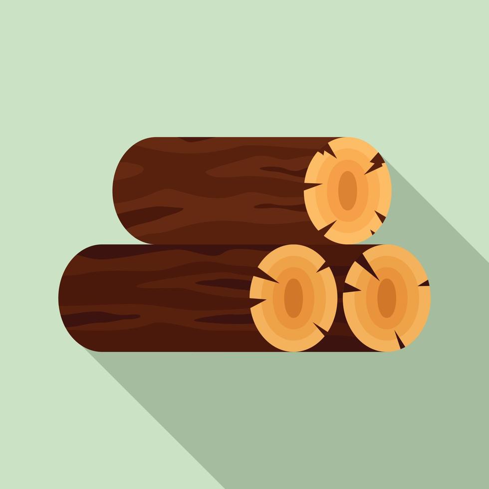 icono de pila de madera, estilo plano vector