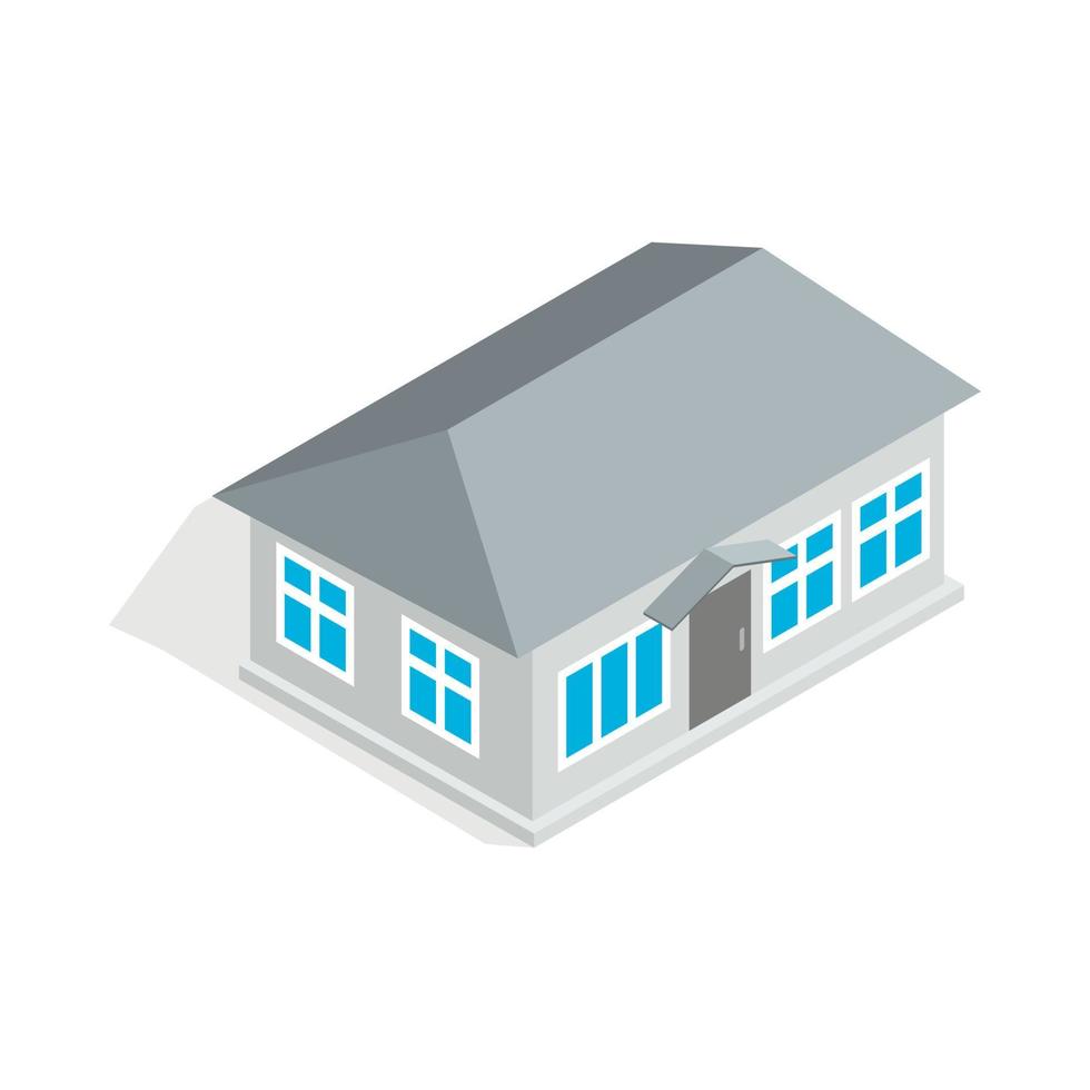 Gray house icon, isometric 3d style vector