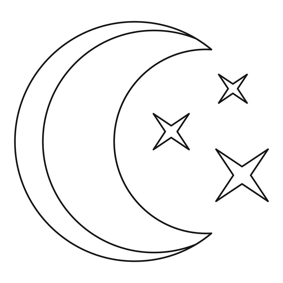 Moon icon, outline style. vector